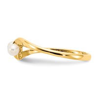 14K 3mm Yellow Gold White Freshwater Cultured Two-Pearl Ring view 3