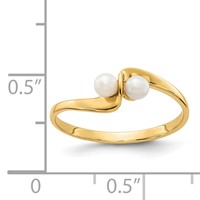14K 3mm Yellow Gold White Freshwater Cultured Two-Pearl Ring view 5