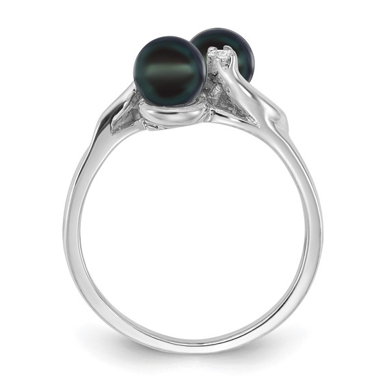 Gold Polished Freshwater Pearl and Diamond Rings