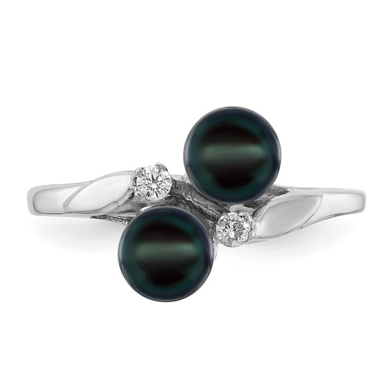 Gold Polished Freshwater Pearl and Diamond Rings