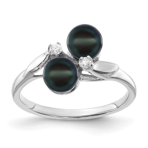 Gold Polished Freshwater Pearl and Diamond Rings