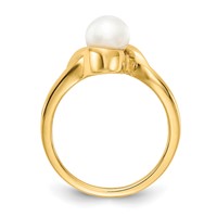 14K 6mm Yellow Gold White Freshwater Cultured Pearl Bypass Ring view 2