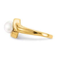 14K 6mm Yellow Gold White Freshwater Cultured Pearl Bypass Ring view 3