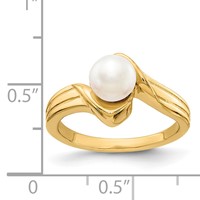 14K 6mm Yellow Gold White Freshwater Cultured Pearl Bypass Ring view 5