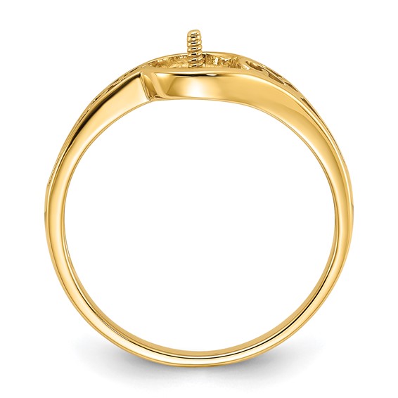 14k Holds 6mm Pearl Filigree Ring Mounting