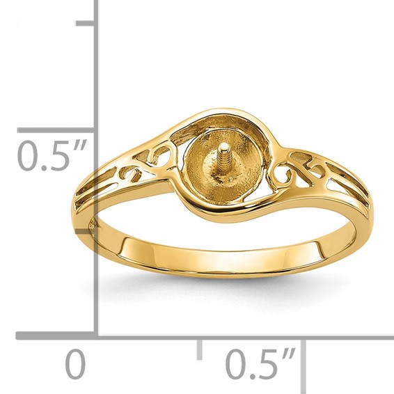 14k Holds 6mm Pearl Filigree Ring Mounting