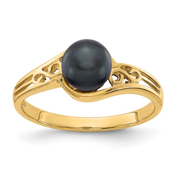 Gold Polished Freshwater Pearl Rings