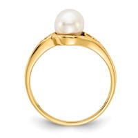 14K 6mm Yellow Gold White Freshwater Cultured Pearl Filigree Ring view 2