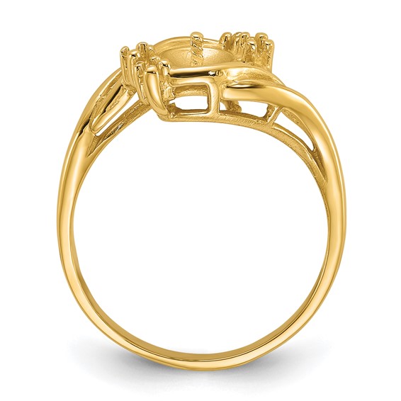 14k Holds 6mm Pearl and 4-1.4mm Stones Ring Mounting