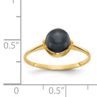 14K 6.5mm Yellow Gold Black Freshwater Cultured Pearl Ring view 2