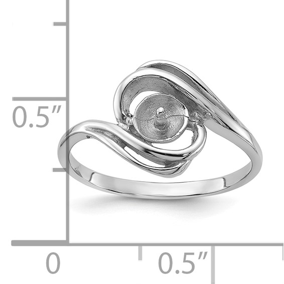 14k White Gold Holds 5.5mm Pearl Ring Mounting