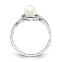 14K White Gold 5.5mm White Freshwater Cultured Pearl Abstract Ring view 2