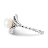 14K White Gold 5.5mm White Freshwater Cultured Pearl Abstract Ring view 3