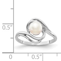 14K White Gold 5.5mm White Freshwater Cultured Pearl Abstract Ring view 5