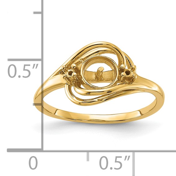 14k Holds 5.5mm Pearl and 2-1.5mm Stones Ring Mounting