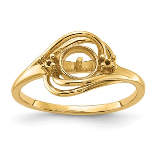 14k Holds 5.5mm Pearl and 2-1.5mm Stones Ring Mounting