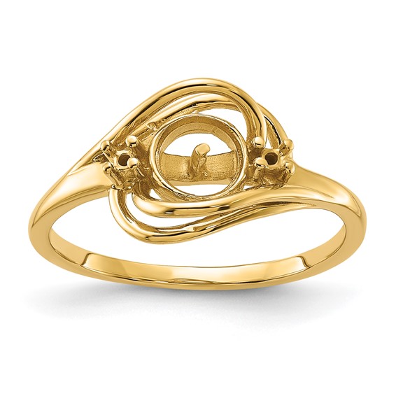 14k Holds 5.5mm Pearl and 2-1.5mm Stones Ring Mounting