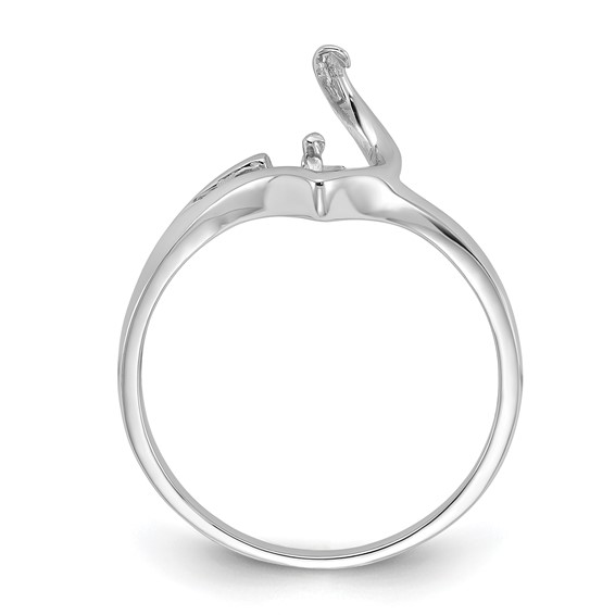 14k White Gold Holds 6mm Pearl Ring Mounting