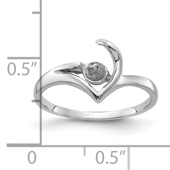 14k White Gold Holds 6mm Pearl Ring Mounting