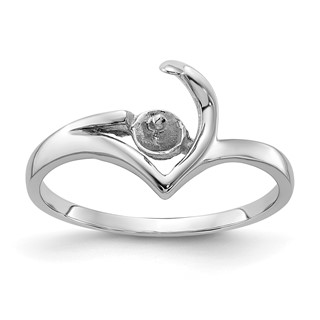 14k White Gold Holds 6mm Pearl Ring Mounting