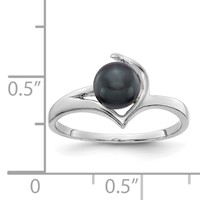 14K White Gold 6mm Black Freshwater Cultured Pearl Ring view 2