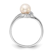 14K White Gold 6mm White Freshwater Cultured Pearl Ring view 2