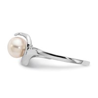 14K White Gold 6mm White Freshwater Cultured Pearl Ring view 3