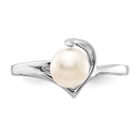14K White Gold 6mm White Freshwater Cultured Pearl Ring view 4