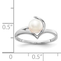14K White Gold 6mm White Freshwater Cultured Pearl Ring view 5