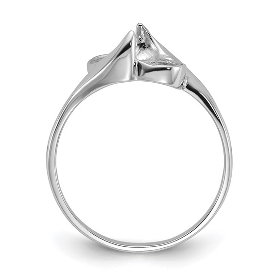 14k White Gold Holds 5.5mm Pearl Ring Mounting