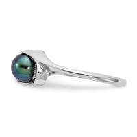 14K White Gold 5.5mm Black Freshwater Cultured Pearl Ring view 3