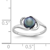 14K White Gold 5.5mm Black Freshwater Cultured Pearl Ring view 5