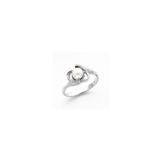14k White Gold 5.5mm FW Cultured Pearl ring