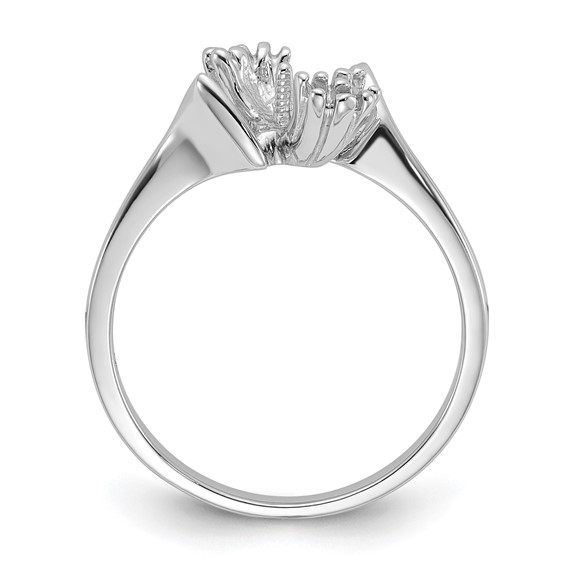 14k White Gold Holds 6mm Pearl and 6-1.3mm Stones Ring Mounting