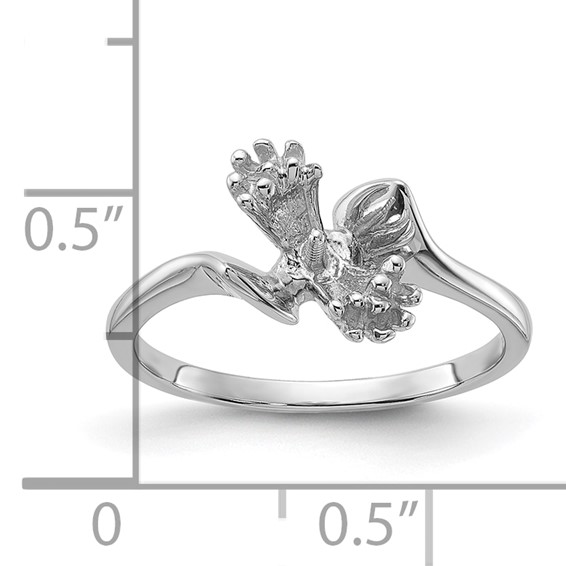 14k White Gold Holds 6mm Pearl and 6-1.3mm Stones Ring Mounting