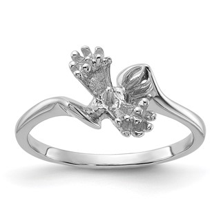 14k White Gold Holds 6mm Pearl and 6-1.3mm Stones Ring Mounting