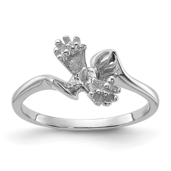 14k White Gold Holds 6mm Pearl and 6-1.3mm Stones Ring Mounting