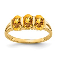 14K Yellow Gold 6x4mm Oval Citrine 3-Stone Ring view 1