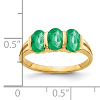 14K Yellow Gold 6x4mm Oval Emerald 3-Stone Ring view 2