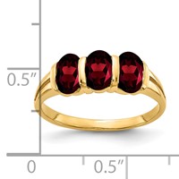 14K Yellow Gold 6x4mm Oval Garnet 3-Stone Ring view 2