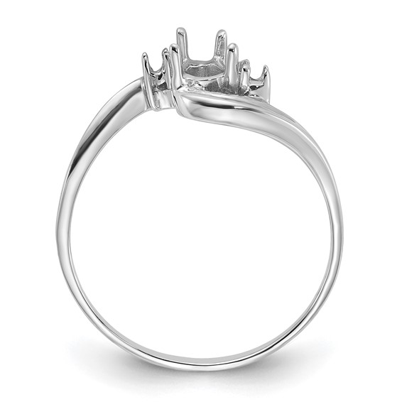 14k White Gold Polished Holds 2-1.5mm Round and  1-6x4 Pear Gemstone Ring Mounting