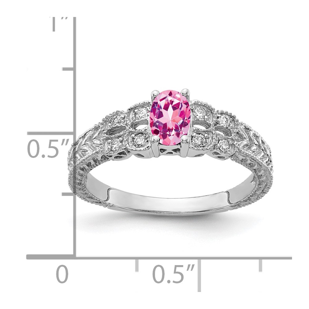 14k White Gold 6x4mm Oval Pink Sapphire AA Diamond ring (Y2065SP/AA)