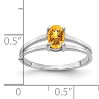 14K White Gold 6x4mm Oval Citrine Ring view 2
