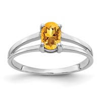 14K White Gold 6x4mm Oval Citrine Ring view 1