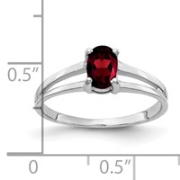 14K White Gold 6x 4mm Oval Garnet Ring view 2