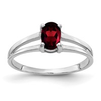 14K White Gold 6x 4mm Oval Garnet Ring view 1
