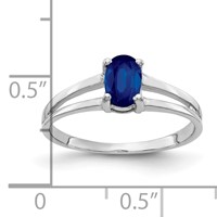 14K White Gold 6x 4mm Oval Blue Sapphire Ring view 2