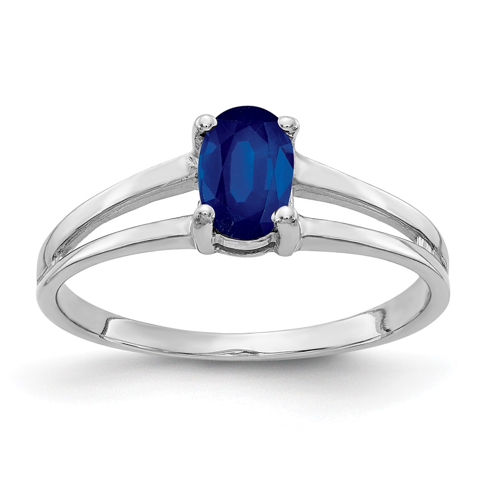 14K White Gold 6x 4mm Oval Blue Sapphire Ring