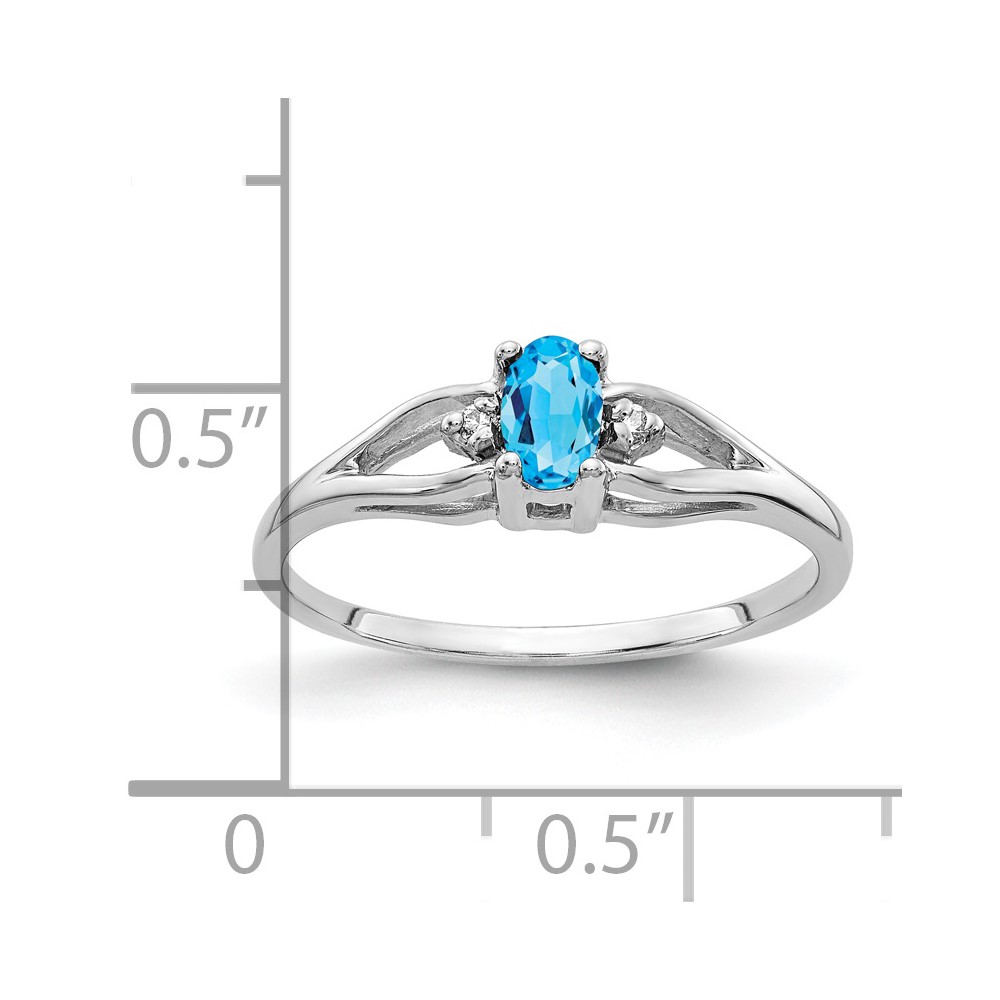 14k White Gold 5x3mm Oval Blue Topaz AA Diamond ring (Y2080BT/AA)