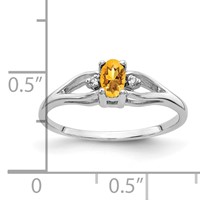 14K White Gold 5x3mm Oval Citrine and Aaa Diamond Ring view 2